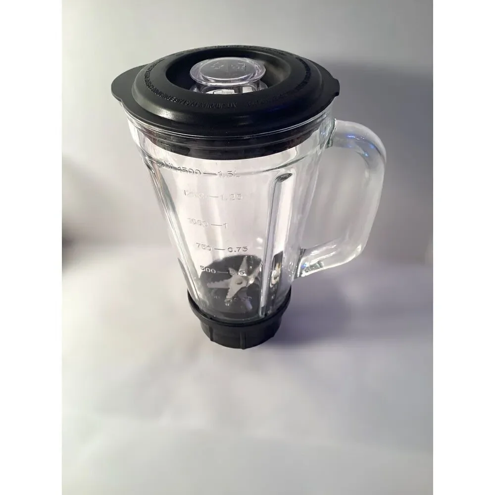 Blender Replacement Heavy Glass Pitcher 6 Cup With Black Lid